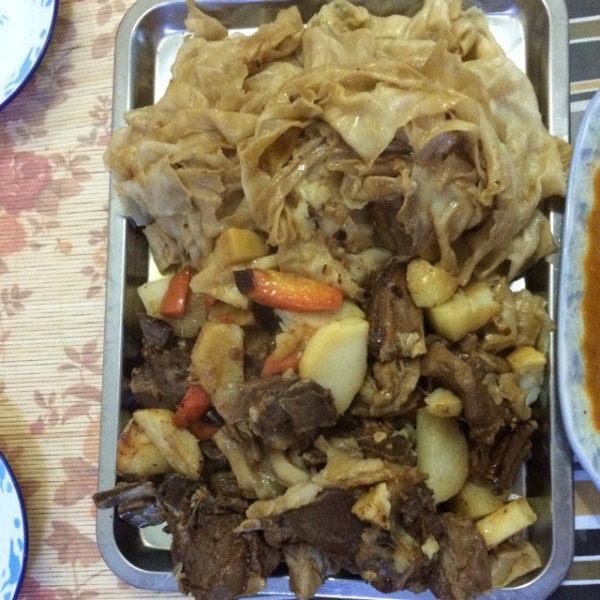 羊肉焖饼子