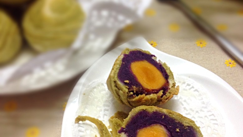 紫薯蛋黄抹茶酥,酥松