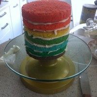 彩虹蛋糕,七片摞好。