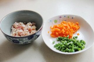 自制豆腐花,胡萝卜、蒜苗，猪肉切小粒