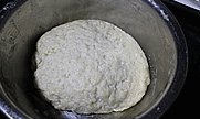 新疆大饼,烤箱发酵档，选择60分钟，面团装不锈钢盆中，覆盖保鲜膜，中下层，发酵到两倍大。