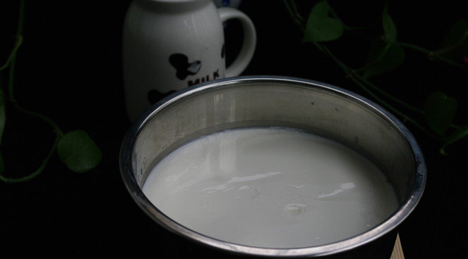 酸奶机自制酸奶,完成后的老酸奶。表面平滑光洁~