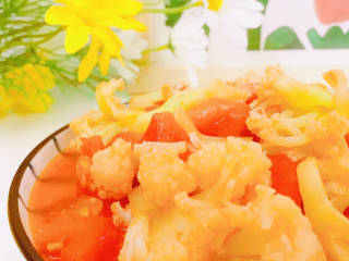 茄汁花菜,出锅装盘