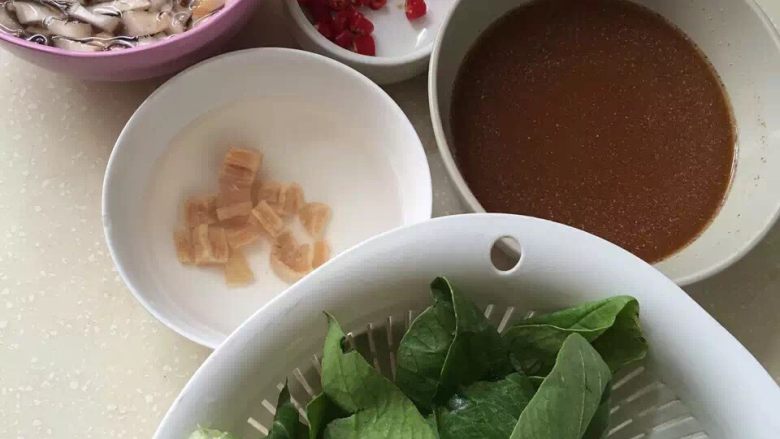 干貝蠔汁燴清菜,材料