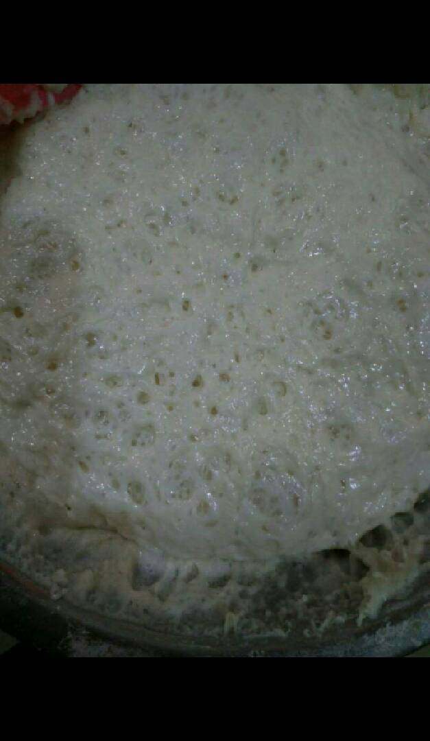 大米发糕。,放至一晚上，使其自然发酵。