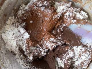 巧克力曲奇,筛入低粉、可可粉和盐