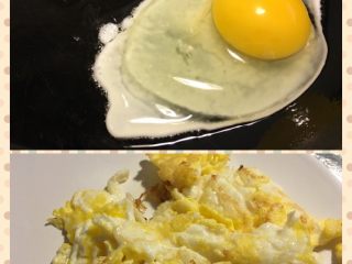 中式意粉🍝,锅烧热、放些油，把鸡蛋煎下，并且装盘。