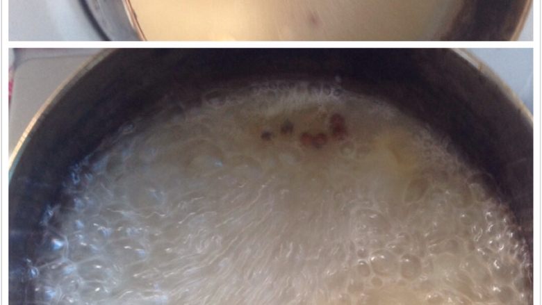 过桥乌冬面,倒奶锅里把汤煮沸。