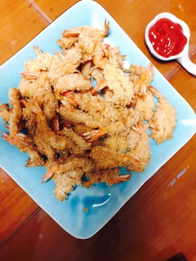 黄金虾,这是片开虾的成品，取名“蝴蝶虾”😊