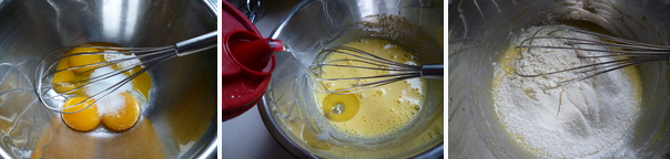 水玉点点~~彩绘蛋糕卷,蛋黄混合一小半的细砂糖搅拌均匀后加入鲜奶拌匀，加入玉米油拌匀，过筛入低筋面粉拌匀既成蛋黄面糊。