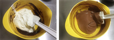 下不下雨巧克力和覆盆子都很配——巧克力覆盆子鲜奶油蛋糕,融化顺滑的巧克力无需降温，加入剩余打发奶油，搅拌均匀