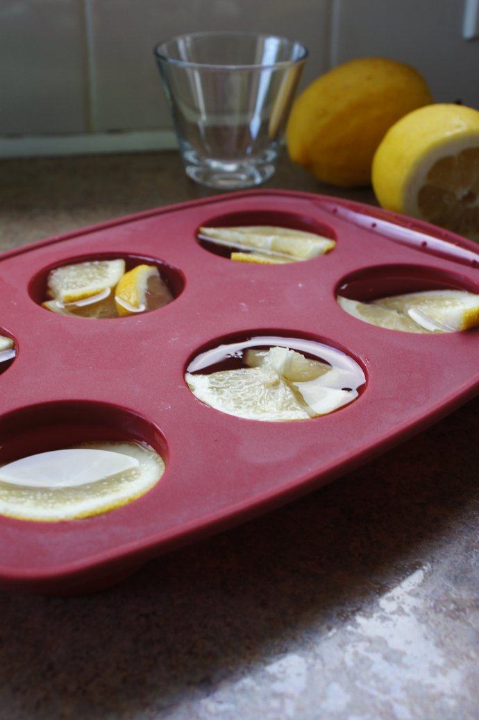 别把柠檬扔掉了——柠檬冰块,把柠檬切片，如果实在太大，可以切小片点。