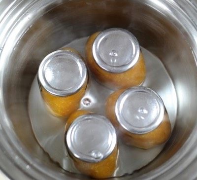 橘子柠檬🍋果酱,盖好盖的果酱放到另一口煮开水的锅里加热。看到瓶子里慢慢的有小气泡上升，知道气泡排尽。这是抽真空。哈哈我也是第一次知道这样抽真空啊