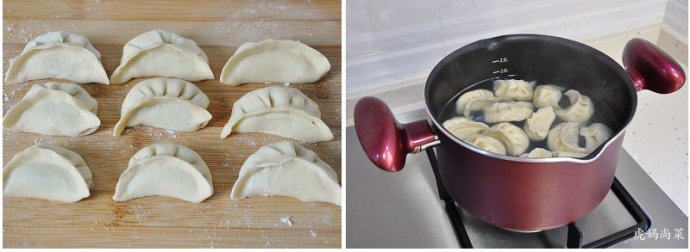 羊肉芦笋香菇饺子,饺子全部包好，锅中水开后放入，大火煮开锅时冲入小半碗凉水，等再次开锅饺子即熟。