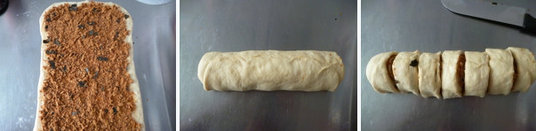 肉松面包卷~~,切面朝上放入模具（也可直接放在烤盘上），开始二次发酵。