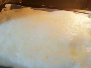 肉松面包卷,放入烤箱大约38°进行二次发酵，烤箱内放入一盆热水，保持箱内湿度，大约发40分钟至一小时，面团成两倍大就OK啦