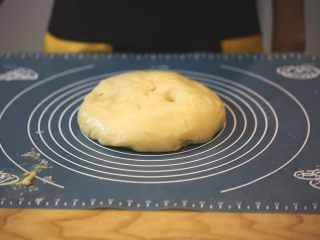 蜂蜜椰蓉小面包,5.面团放入盆子内，用保鲜膜包好，在常温下放置40分钟左右。发酵面团只中间按压一个孔不回缩也不塌陷。