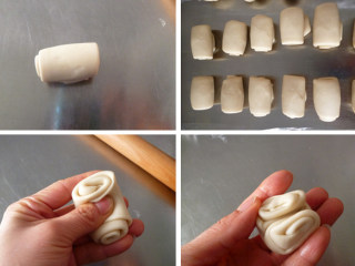 红豆元宝酥,把做法9慢慢搓成椭圆形，用擀面杖把两头压扁，形成耳朵状，并用手把两个耳朵再捏的大一些。