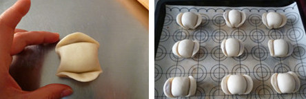 红豆元宝酥,依次做完所有的胚子，刷子刷上全蛋液，送入预热180度的烤箱中层，25分钟。