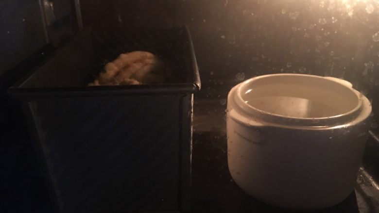 手撕香葱肉松吐司,烤箱发酵功能，38度左右二发，同时放进一碗热水增加湿度，一般也是1小时