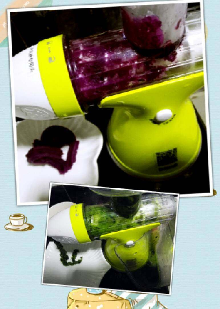 彩色花生芝麻汤圆+#春意绿#,菠菜摇汁，紫薯南瓜摇泥状