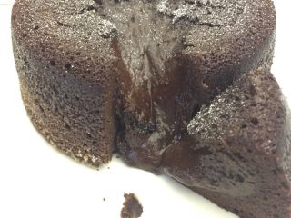 巧克力熔岩蛋糕,待不是很烫手的时候倒出在盘中