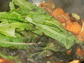 麻辣烫,最好放绿叶蔬菜，煮熟后加盐和鸡精调味。