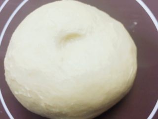 💛牛奶奶油卷面包💛,将面团团成团后，缝口朝下放入面包盆内，盖上保鲜膜。