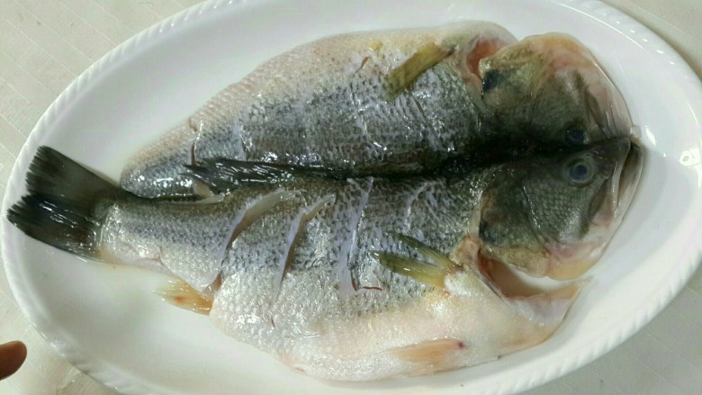 剁椒鲈鱼  （配香葱剁椒面）,正面图