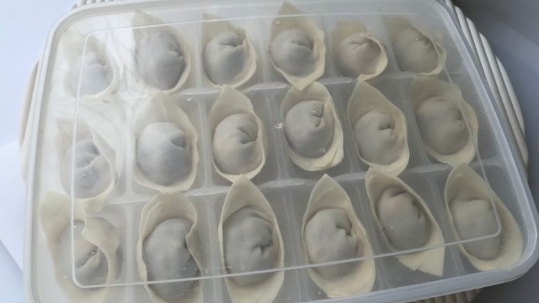 元宝猪肉蒸馄饨,如果不马上吃的话可以先用饺子盒密封，在冰箱保存。