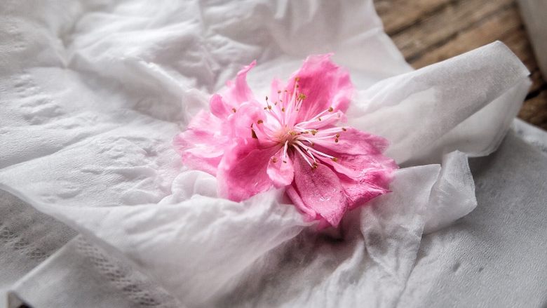 简单免打发的 桃花香草裸蛋糕,用纸吸一下花的水份
