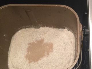 泡浆椰蓉小餐包
,先制作中种面团：将高筋面粉、酵母、白砂糖、牛奶、全蛋液全部倒入面包机里揉面