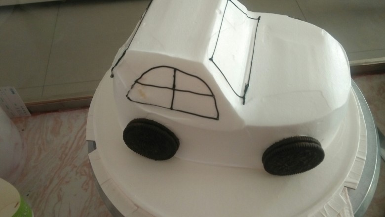 🚗🚗奔驰汽车🚗🚗,用巧克力吊线果膏画出小汽车🚗的车窗！