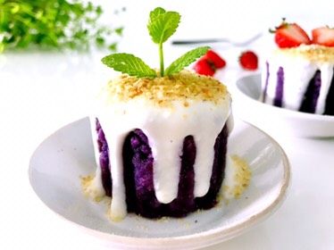麦胚酸奶淋紫薯，对挑食人是赤裸裸的诱惑,装饰。