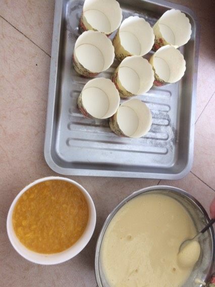 芒果流心蛋糕,全部材料亮相，准备的时候我们可以预热烤箱，180度预热10分钟
