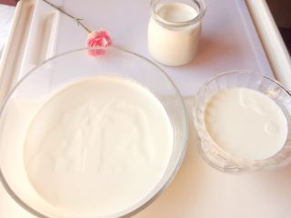 酸奶新吃法,首先先准备好自制的酸奶。(不会自制酸奶的小伙伴们也可以去超市里买那种老酸奶。)