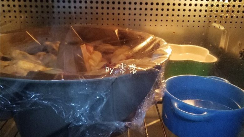 蜂蜜紫薯面包,将模具放入烤箱下层，放入两盆开水，启动“发酵”程序；