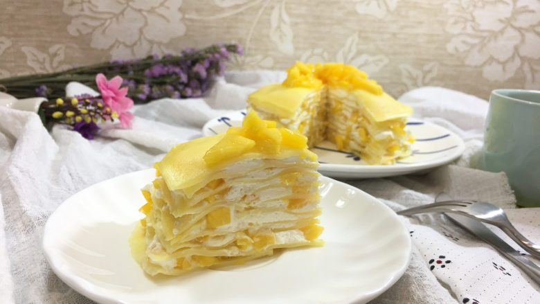 芒果千层蛋糕,成品图。