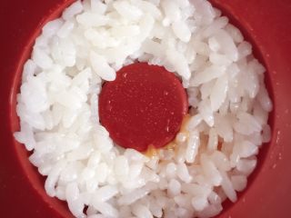 寿司🍣版的欢乐颂五美,摆了模具的五分满左右，再填入米饭。还是按压实，不然不能脱模。