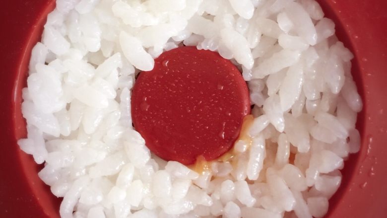 寿司🍣版的欢乐颂五美,摆了模具的五分满左右，再填入米饭。还是按压实，不然不能脱模。