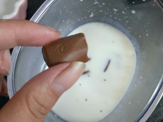 巧克力冰淇淋,然后加入巧克力，搅拌至融化