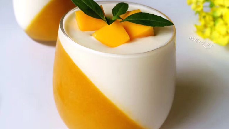 芒果酸奶冻,成品。