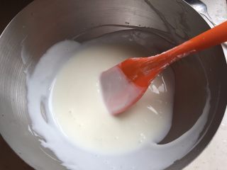 水果彩虹慕斯,取一个盆加入酸奶和糖粉搅拌均匀