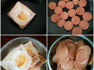 哈哈-三明治,摊鸡蛋，煎好火腿片