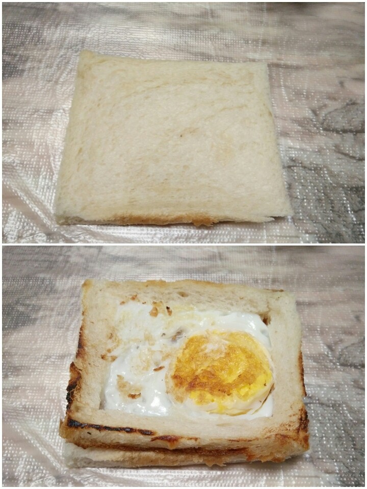 哈哈-三明治,放一片面包片+一层鸡蛋