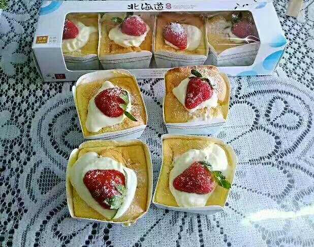 北海道戚风蛋糕,放水果装饰
