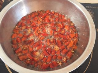 沸腾鱼,倒入干辣椒和花椒！干辣椒和花椒的用量都比较多哦！不要舍不得！口味是麻辣味！