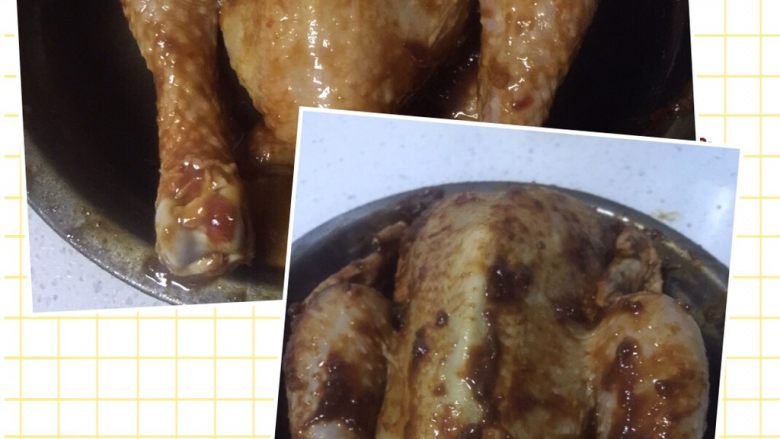 坤博砂锅烤窑鸡,4.用调好的酱，先把鸡里外都抹一遍，接着再抹第二次（抹的时候记得把肉厚的地方多捏捏）。 