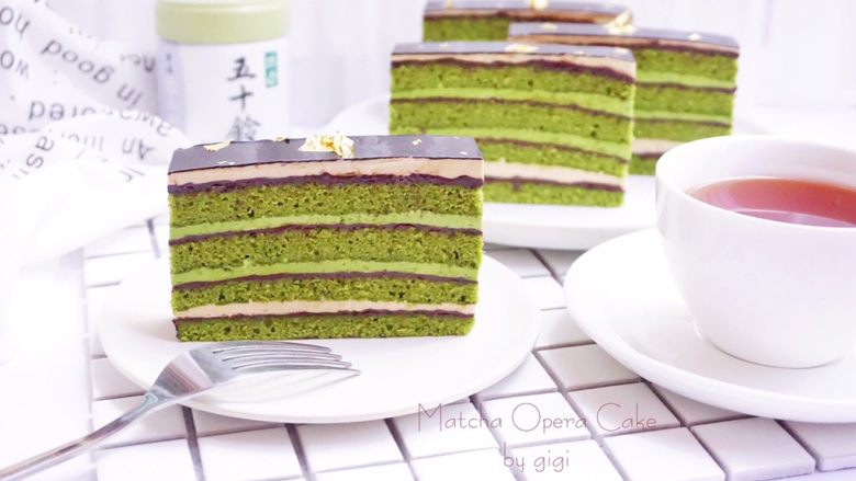 抹茶歌劇院蛋糕Matcha Opera Cake,可以搭配熱茶食用 有助解膩 做下午茶非常棒哦！