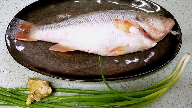 粤式清蒸鲈鱼,准备好材料。